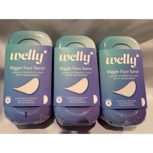 NEW Welly Biggie Face Savers Large Hydrocolloid Spot Bandages 8 PER PACK 3 PACKS